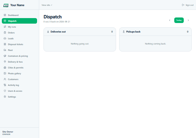 Dispatch screen