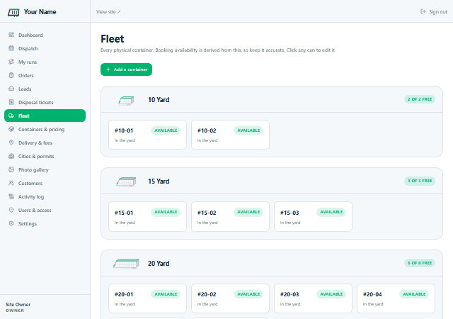 Fleet screen