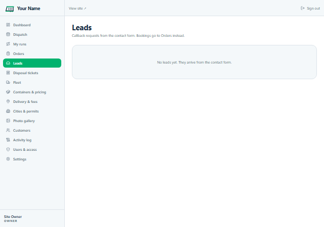 Leads screen
